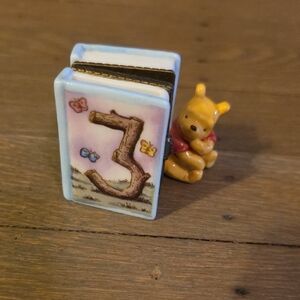 Disney Winnie the Pooh Porcelain Frame Trinket Book -3rd Bday "Yippee You're 3"